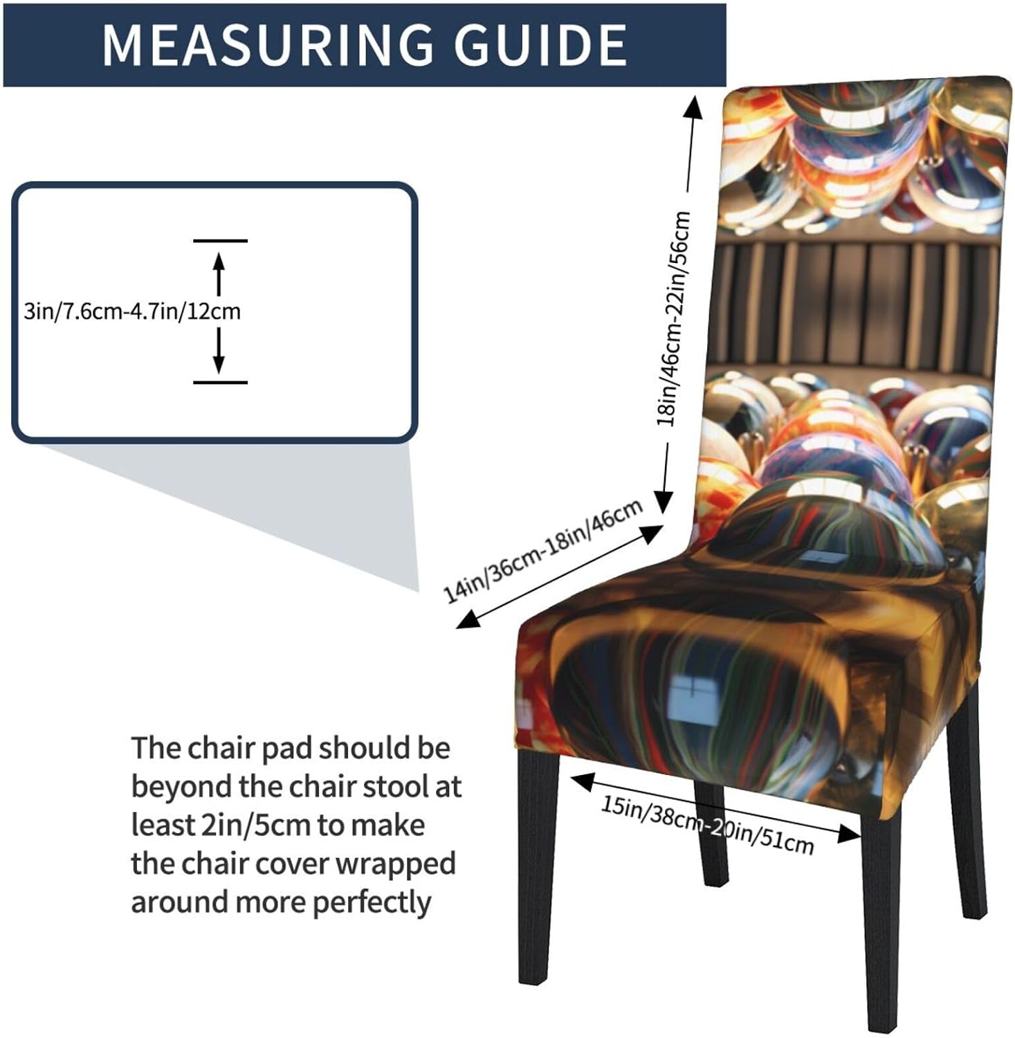 Bowling Balls Prints Protection Cover for Dining Chair - Stretchable Chair Throw Covers for Dining Room, Hotel Event Party