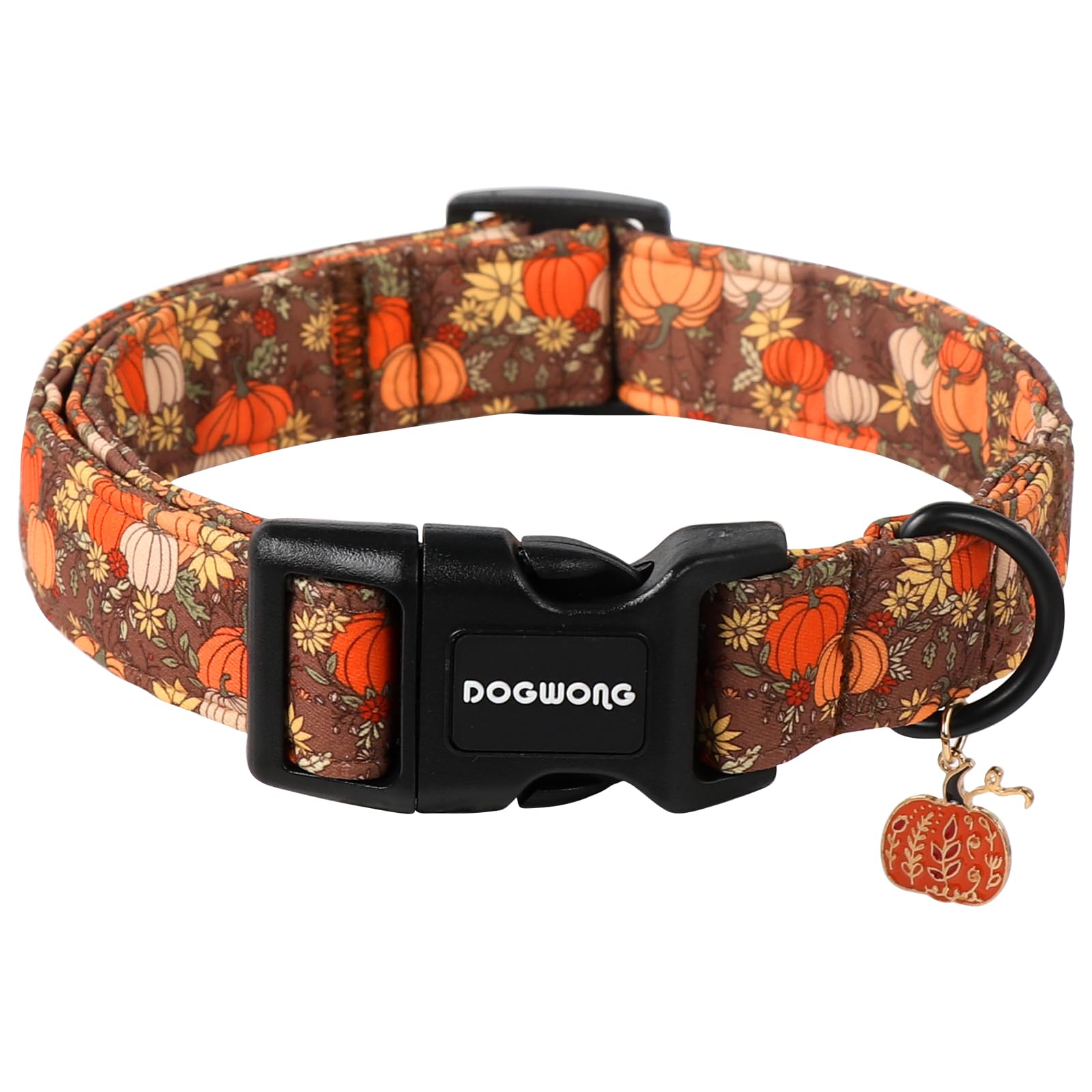 DOGWONG Fall Pumpkin Dog Collar- Design Fall Holiday Dog Collars Adjustable Halloween Pumpkin Sunflower Dog Collar for Small Medium Large Dogs S