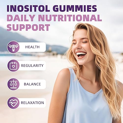 Miniatura 6 de Gomitas de mio-inositol y D-chiro inositol para mujer, gomitas de PCOS para mujeres ciclo menstrual, salud y bienestar, proporción 401 inositol con