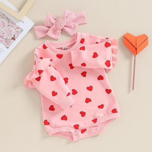 Miniatura 3 de Kayotuas Sudadera de burbujas para bebé y niña mameluco para el día de San Valentín overol de cuello redondo suéter de primavera
