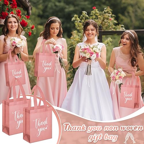 Miniatura 5 de 30 bolsas de regalo de agradecimiento con asas a granel, reutilizables, no tejidas, bolsas plegables para la escuela, graduación, boda, regalos de