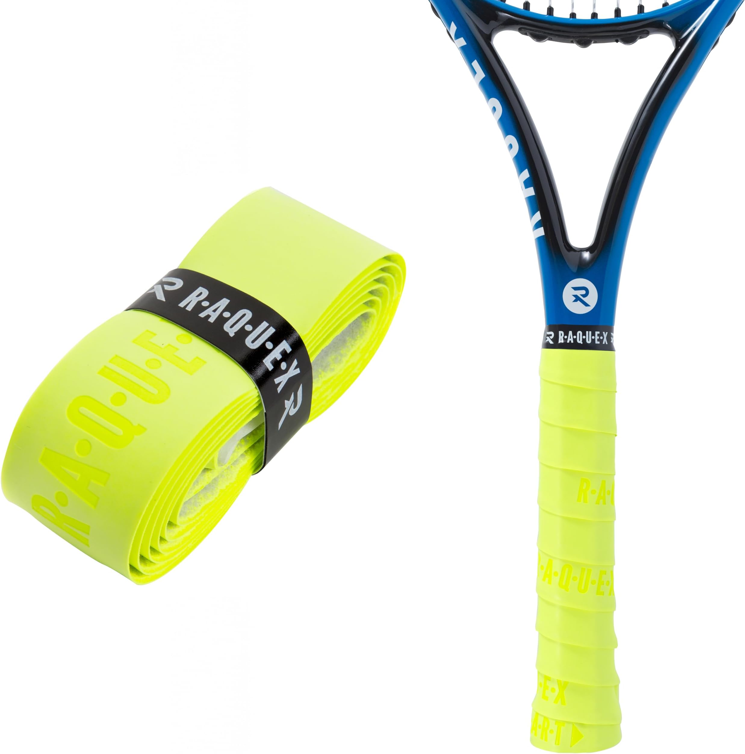Raquex Enhance Replacement Racket Grip: Tennis Grip, Badminton, Squash Grip Tape, Padel, Pickleball. 14 Colours. Premium, Self-Adhesive Tennis Racquet Grip with Finishing Tape