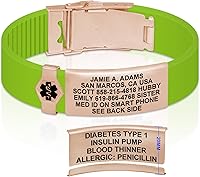 Vista 44 de Divoti Pulsera de identificación de alerta médica grabada personalizada, grabado láser de doble cara, pulsera de silicona, cierre de seguridad
