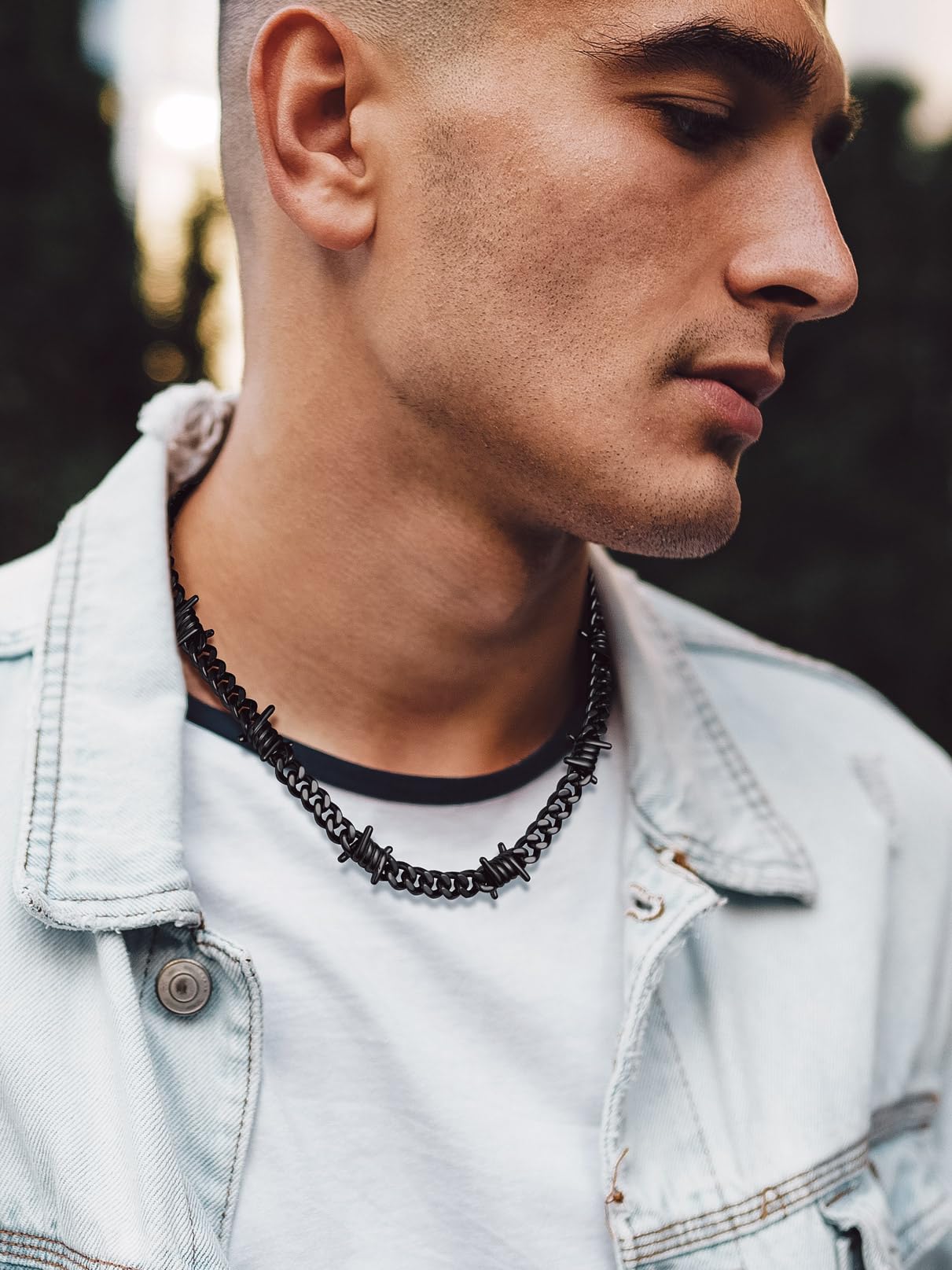 Bandmax Chaîne Homme Acier Inoxydable Épines de 40/45/50/55cm de Longueur, Chaîne Cubaine Gothique de 5/7/9/12 mm de Largeur, Collier Hip Hop pour Anniversaire
