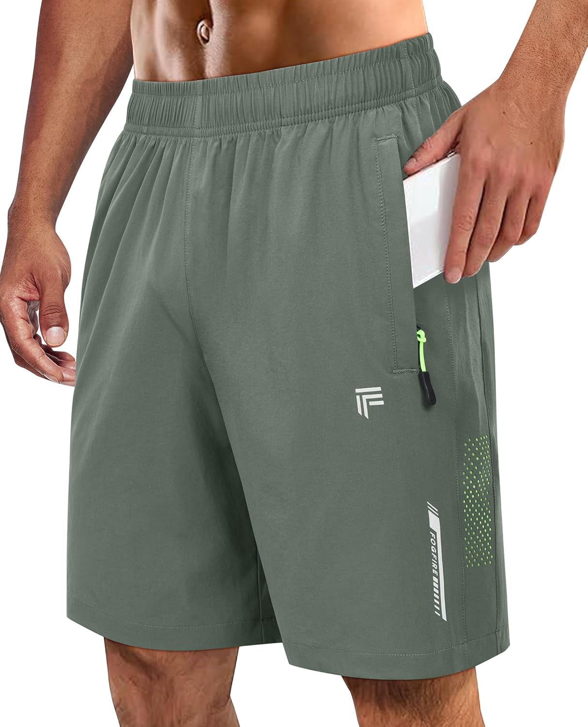 Men's Athletic Running Shorts with Zipper Pockets Quick Dry Drawstring 7" Gym Shorts for Basketball Workout Jogging