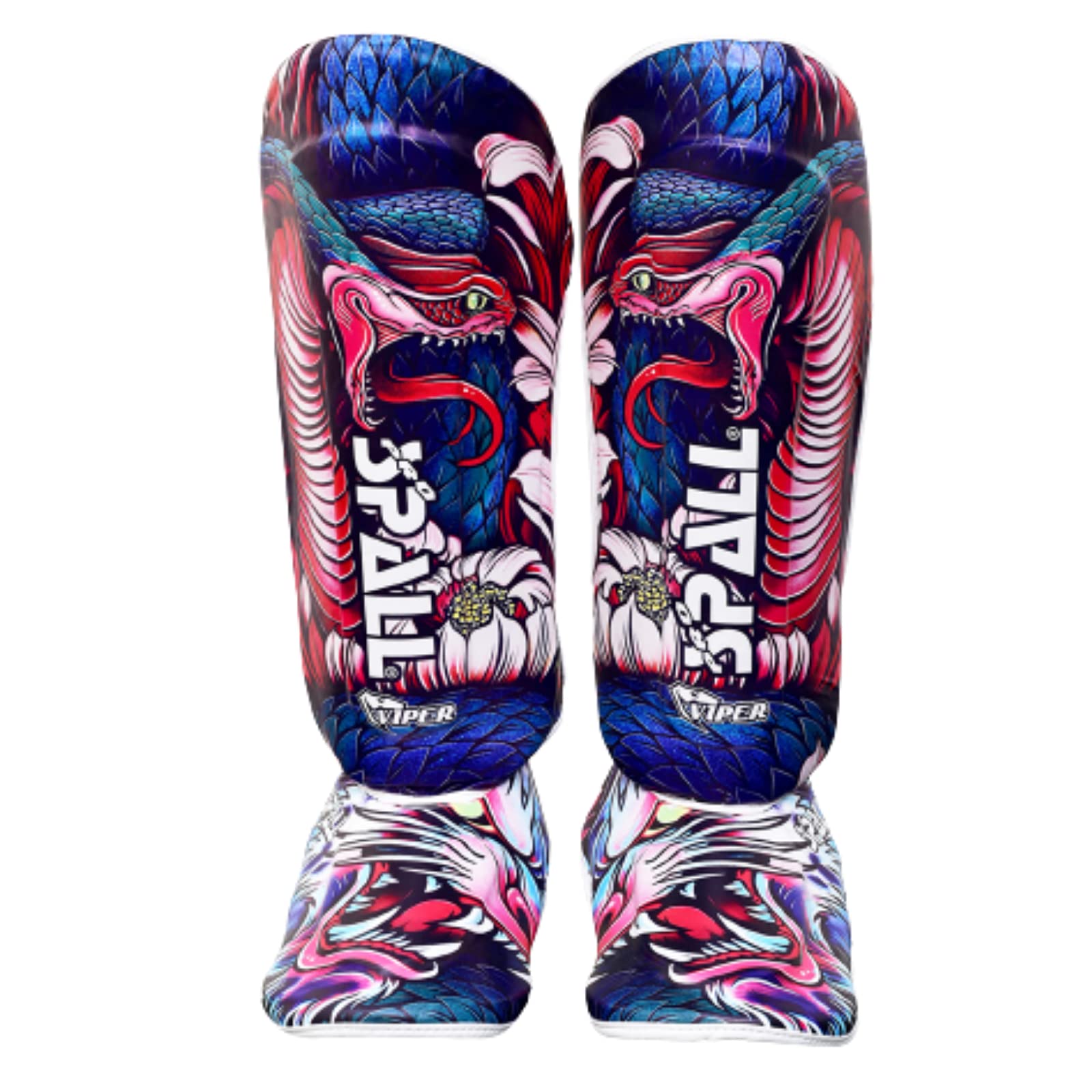 Spall Pro Shin Instep Guard - Martial Arts Leather Defence Guards - Wrestling Muay Thai Shin Pads – Foot Shield Youth Shin Guards – MMA Karate BJJ shin Guards (Viper, M), Medium