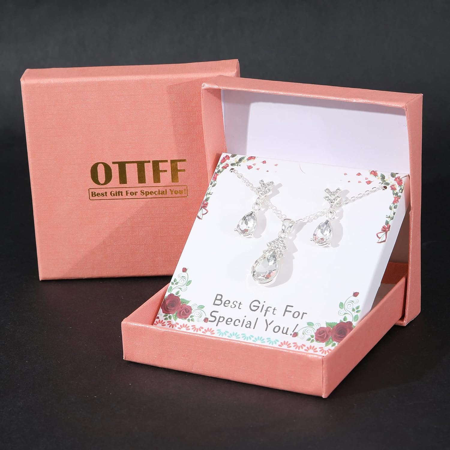 Bridesmaid Necklace Earrings Jewelry Set for Bridesmaids, 18K Gold Plated/Rose Gold Plated/Silver Plated with Crystal Rhinestone,1-4-6-8 Sets Choise for Wedding Gift - Image 2