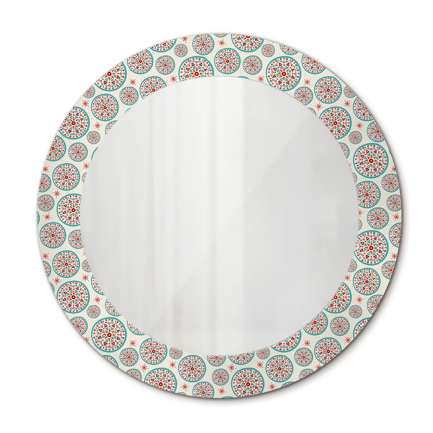 Miroir sans cadre 60 cm rond au motif bohème imprimé pour style minimaliste