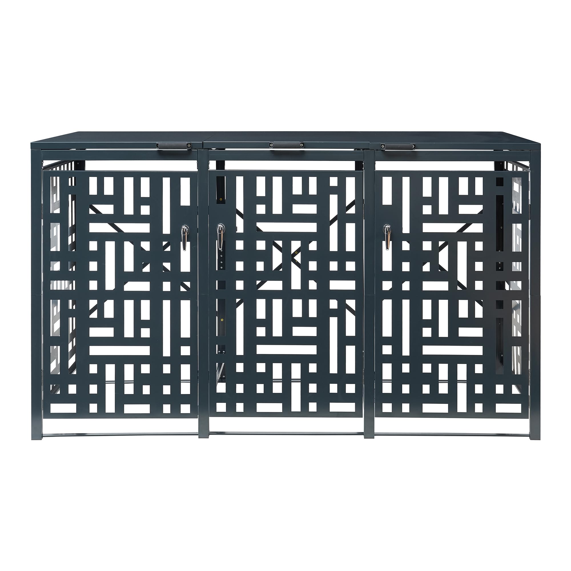 casa.pro Cache-Poubelle pour 3 Bennes de 240 L Abri pour Poubelles avec 2 Portes Verrouillables et Clés Incluses Élégant Résistant aux Intempéries Acier Galvanisé 116 x 196 x 80 cm Anthracite