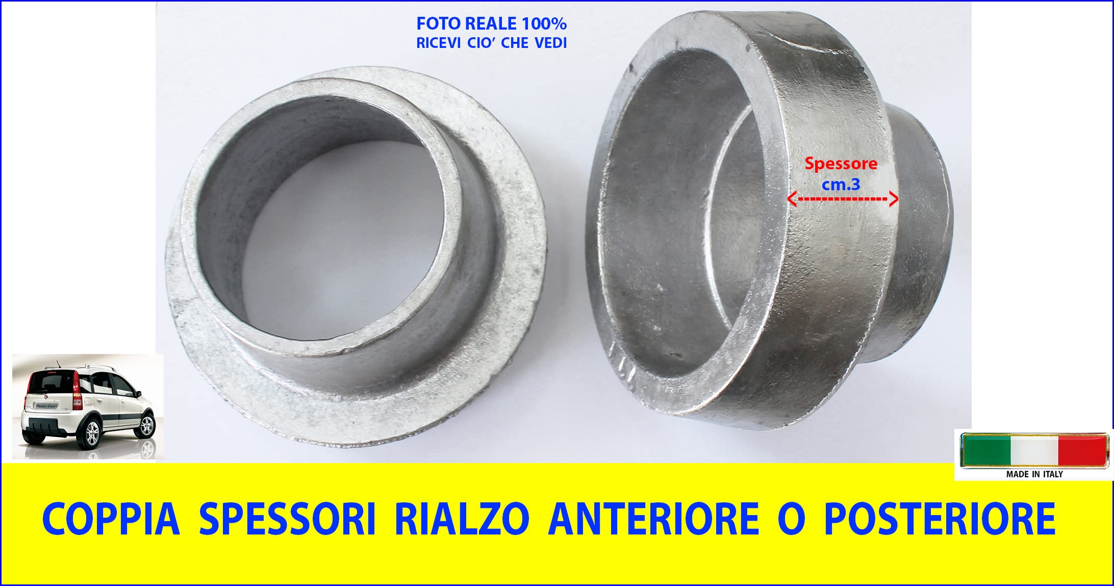 Generico 1 Coppia 2 Rialzi Spessori 3 cm. Molle Anteriori o Posteriori per Panda 4x4 dal 2003>2011 R44