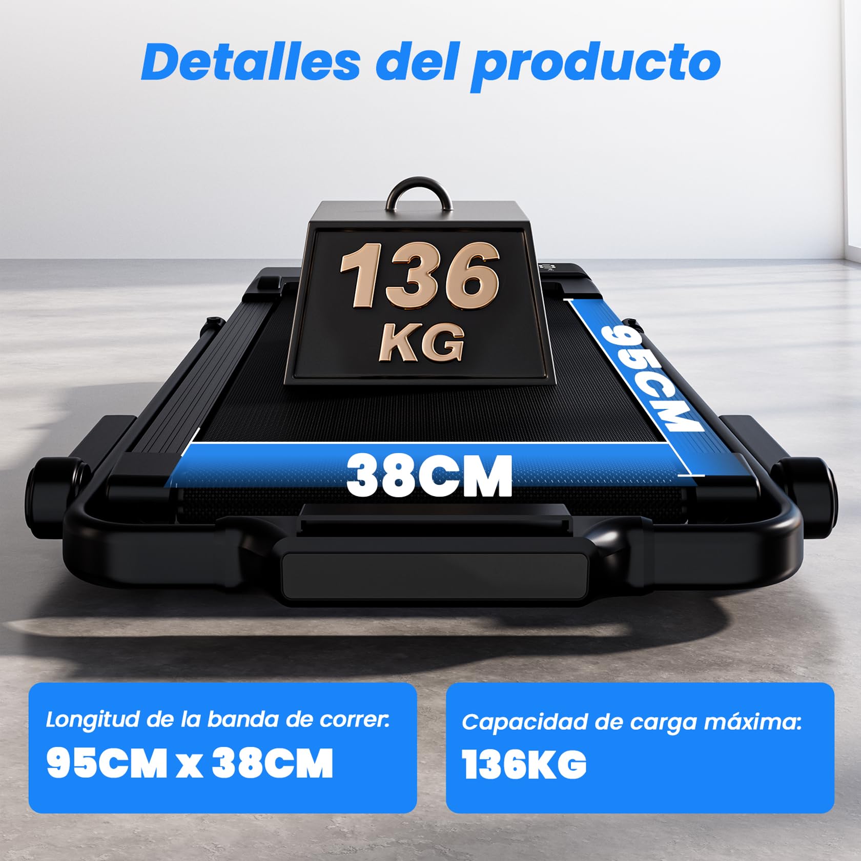 Superun 3,0 HP Cinta de Correr Plegable para el Hogar de Alta Tecnología, 136KG Treadmill, 2-en-1 Cinta de Andar Que Ahorra Espacio con Control App, Cursos de Entrenamiento y Carreras Multi-Curso