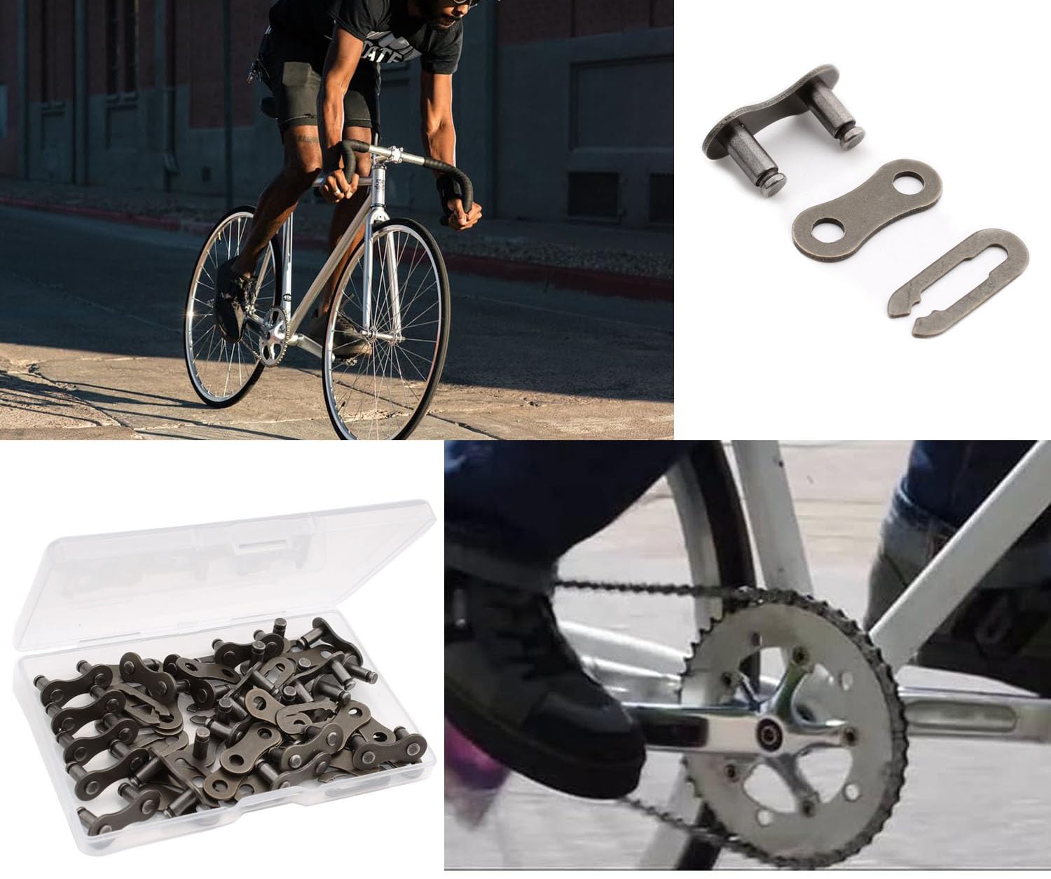 RUNCC-YUN 20 sztuk ogniw łańcucha rowerowego, 1 prędkość, brakujące ogniwa łańcucha rowerowego, 1-krotne, stalowe ogniwa łańcucha wielokrotnego użytku, pojedyncze ogniwa łańcucha (brązowe)