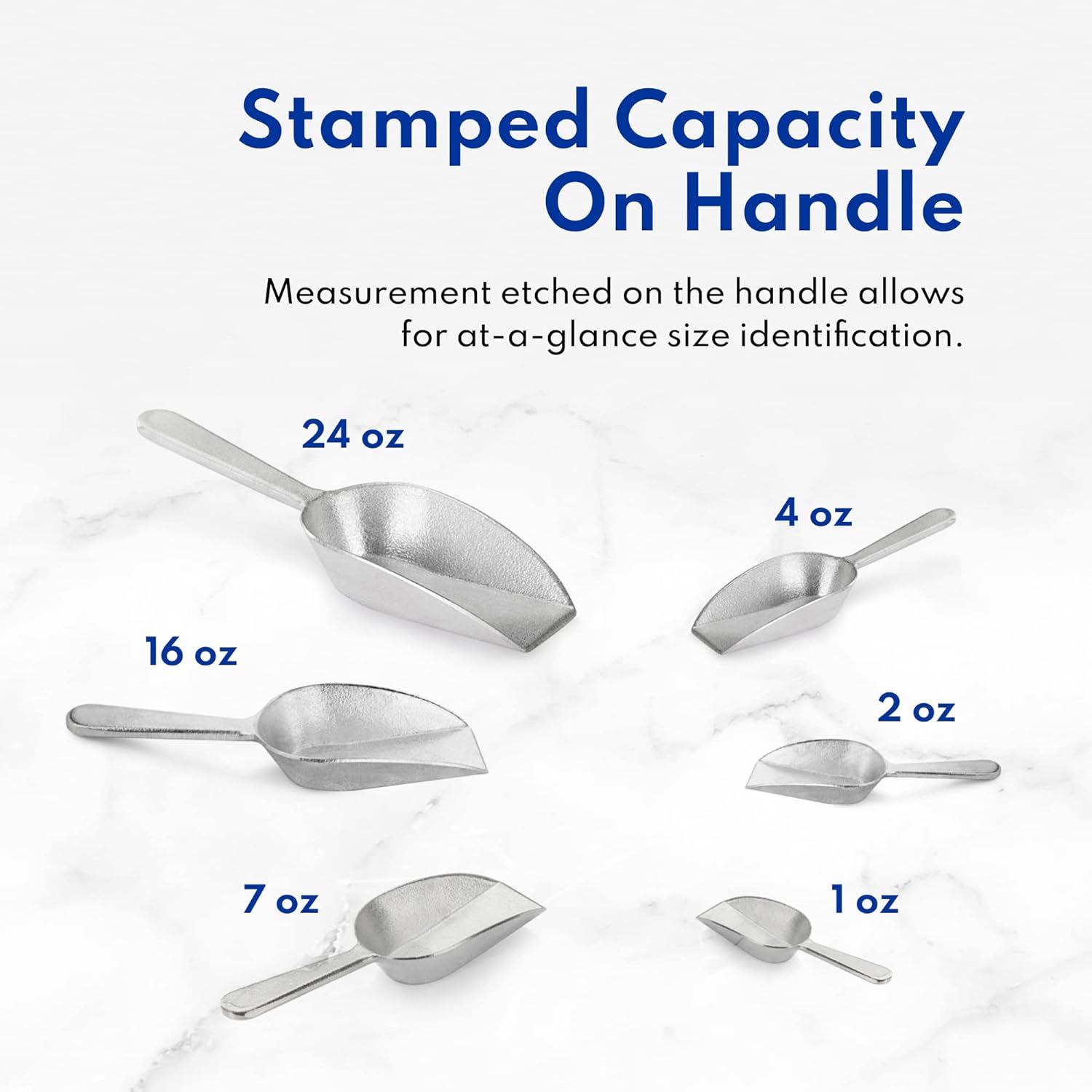 New Star Foodservice Cast Aluminum Flat Bottom Utility Scoop, 1oz, Extra Small Size, Silver, Hand Wash Only