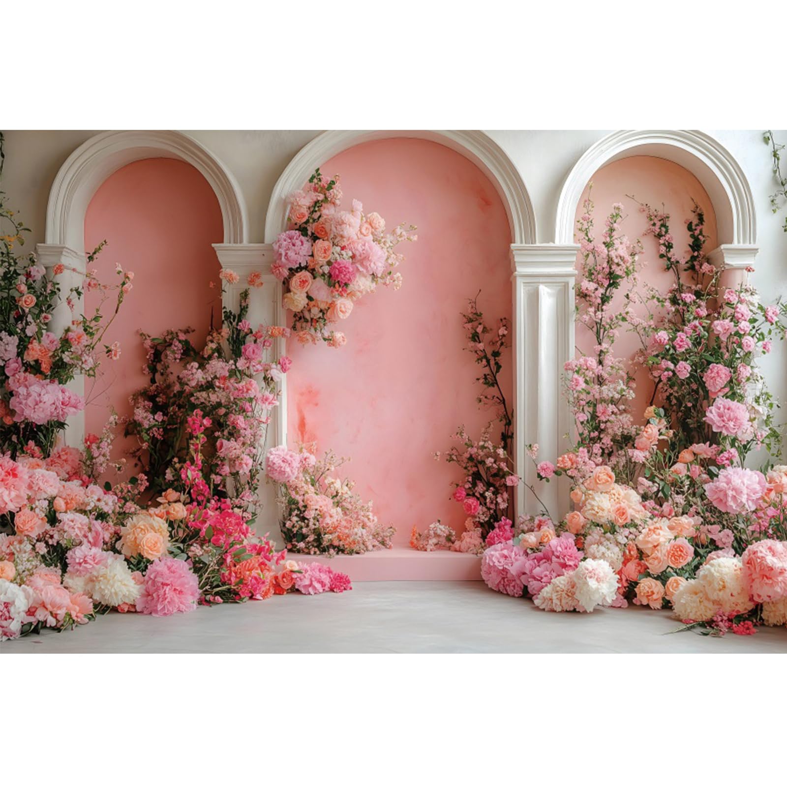 YongFoto Arche européenne avec fleur florale 3,7 x 2,4 m - Élégante et romantique - Rétro - Pour photographie d'anniversaire, fête prénuptiale, fête de mariage - Bannière de décoration de chambre