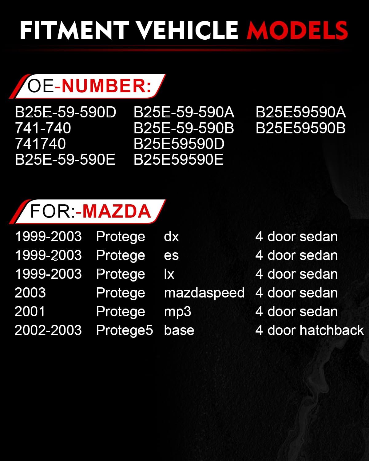 Front Left Driver Power Window Regulator with Motor for:-Mazda Protege 1999 2000 2001 2002 2003, Protege5 2002 2003, 4 Door Sedan, 2 Pins Connector Replace OE# B25E-59-590D 741-740