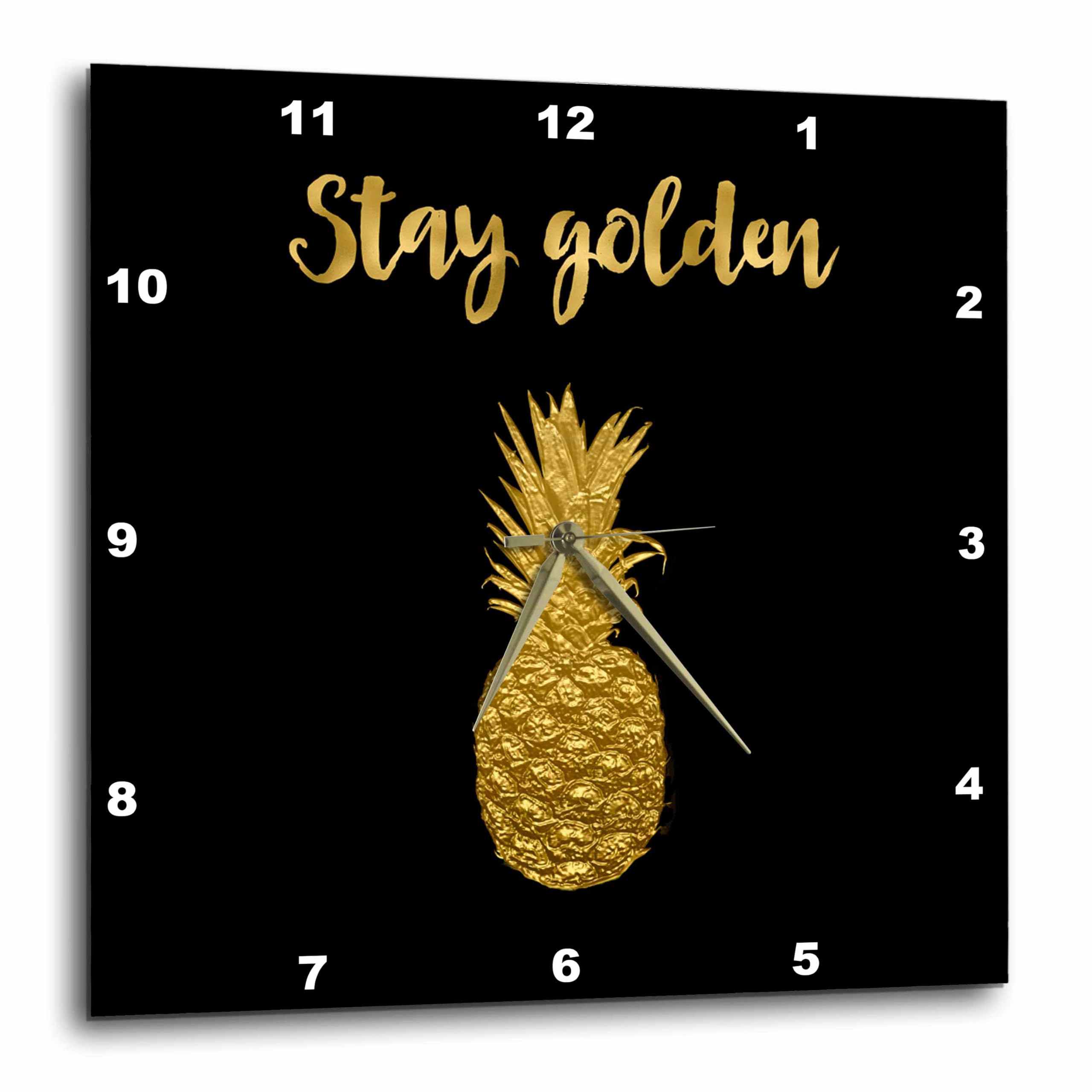 Horloge murale typographie dorée lisible deco mur vide 25cm 3dRose