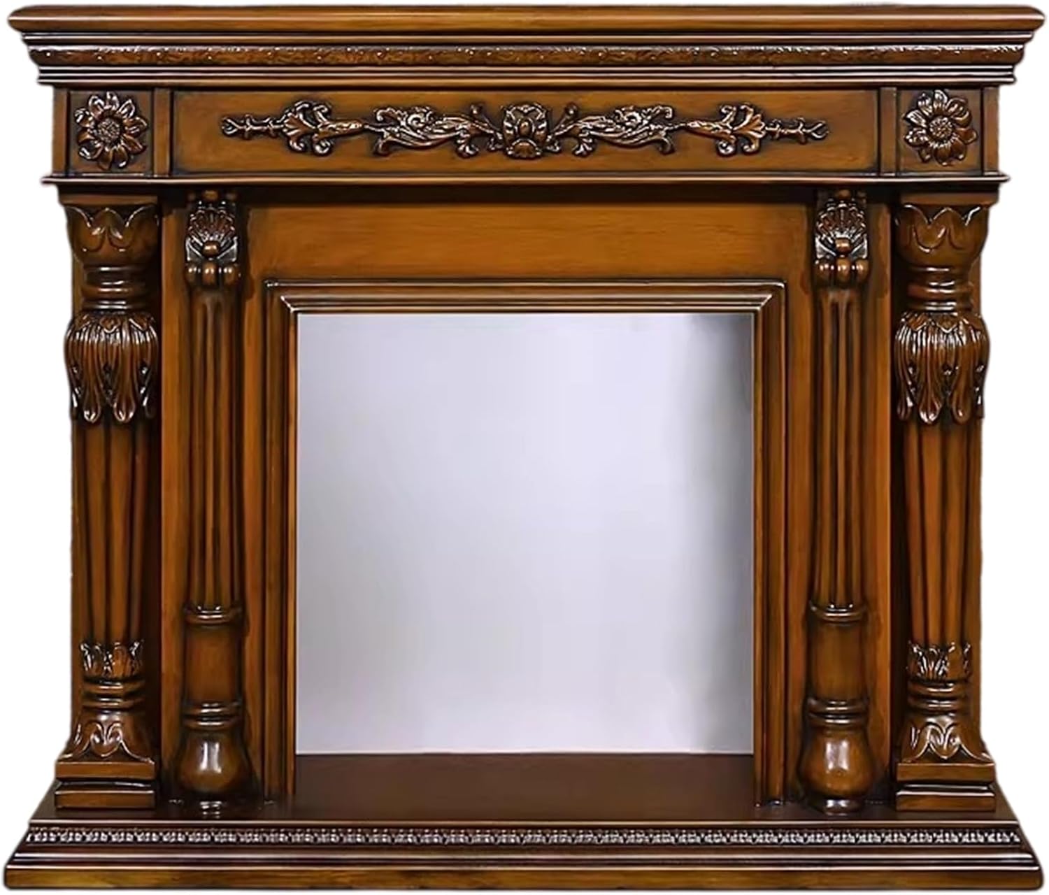 Fireplace Mantel Surround Traditional Decorative Fireplace Surround with Solid Oak Frame Classic Ornate(Natural)