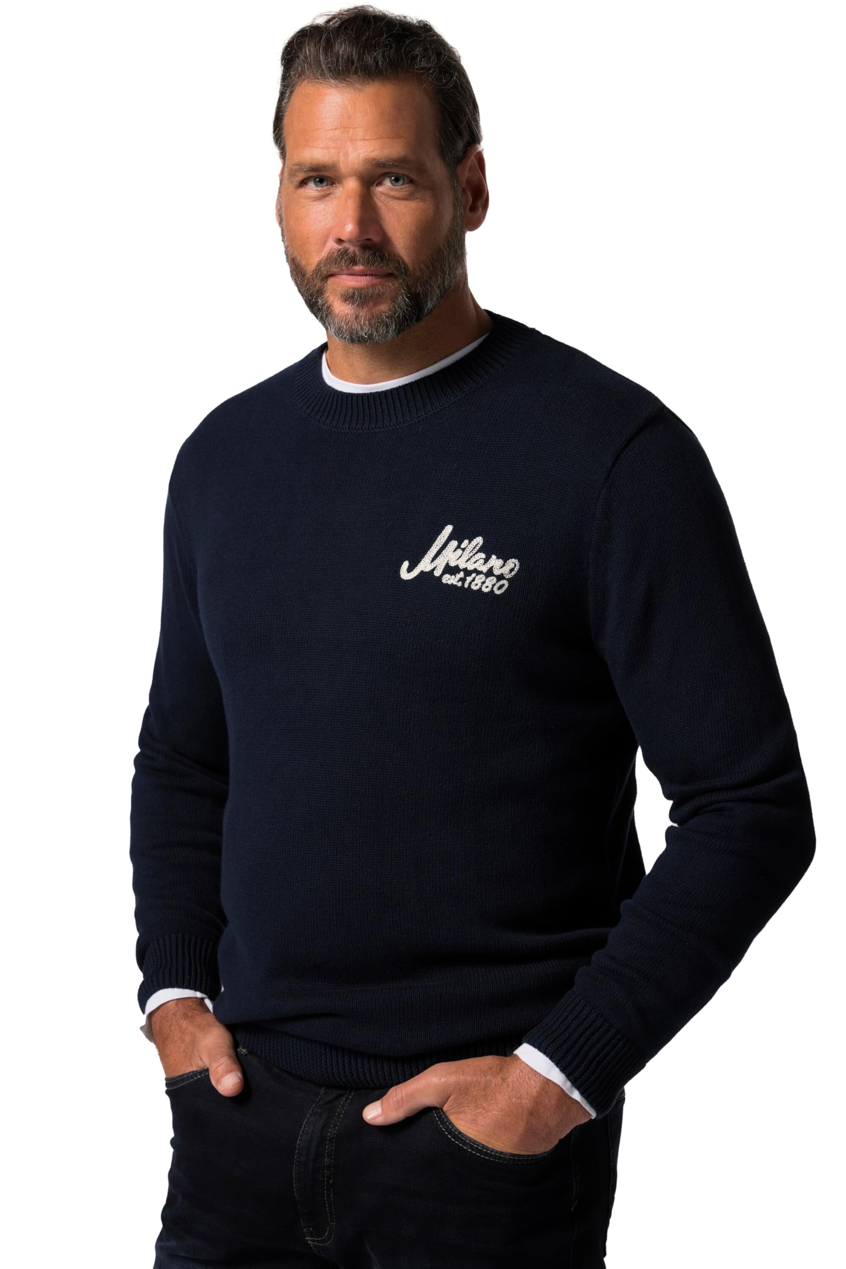 Pull homme en coton coupe ample JP 1880 vêtement confortable grande taille