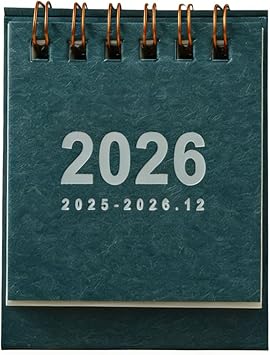 2026 Desk Calendar 18 Month Reference Jul 2025 to Dec 2026 Twin-Coil Binding Desktop Planner