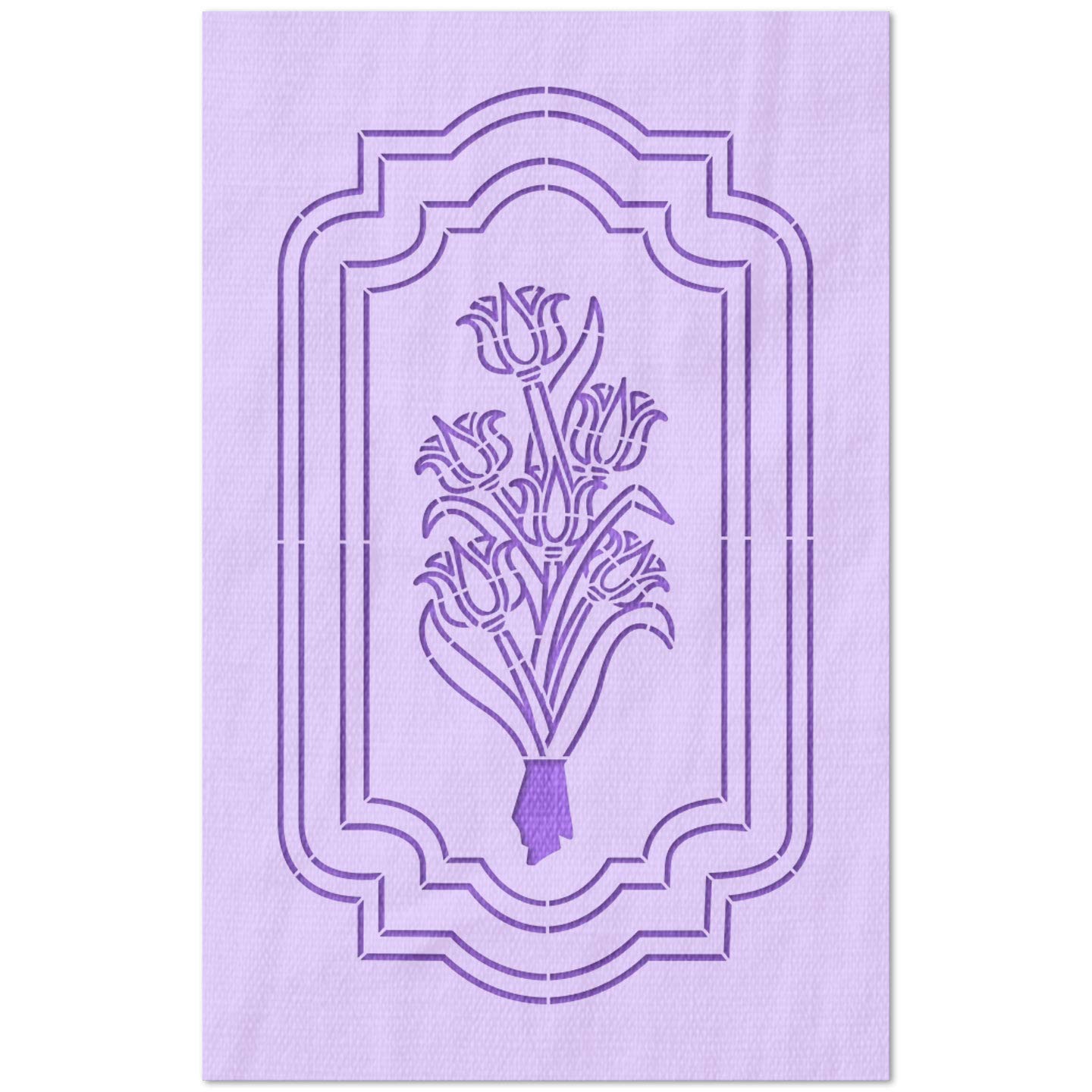 Stencil Stop Blumenstrauß mit Bordüre, wiederverwendbar, für DIY-Projekte, Malen, Zeichnen, Basteln, 14 mm Mylar-Kunststoff (13,3 x 22,9 cm)