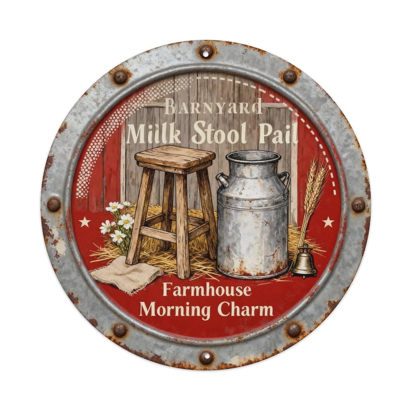 Milk Stool Pail Metal Tin Sign Plaque