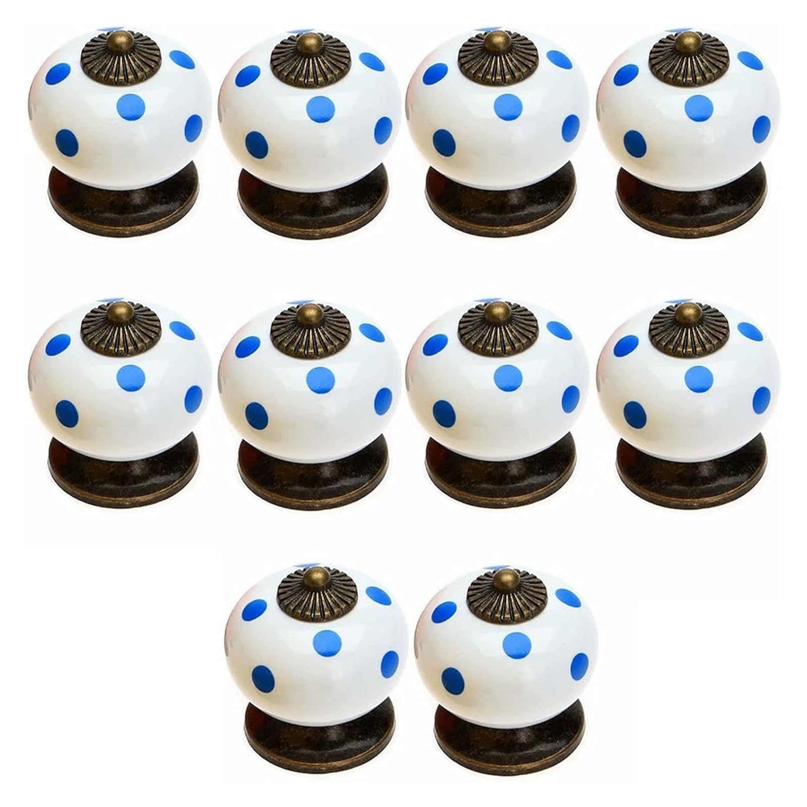Opeximatun White Ceramic Drawer Knobs, 10 Ceramic Round Cabinet Handles Single-Hole Drawer Pulls Door Knobs 34X38mm(White)