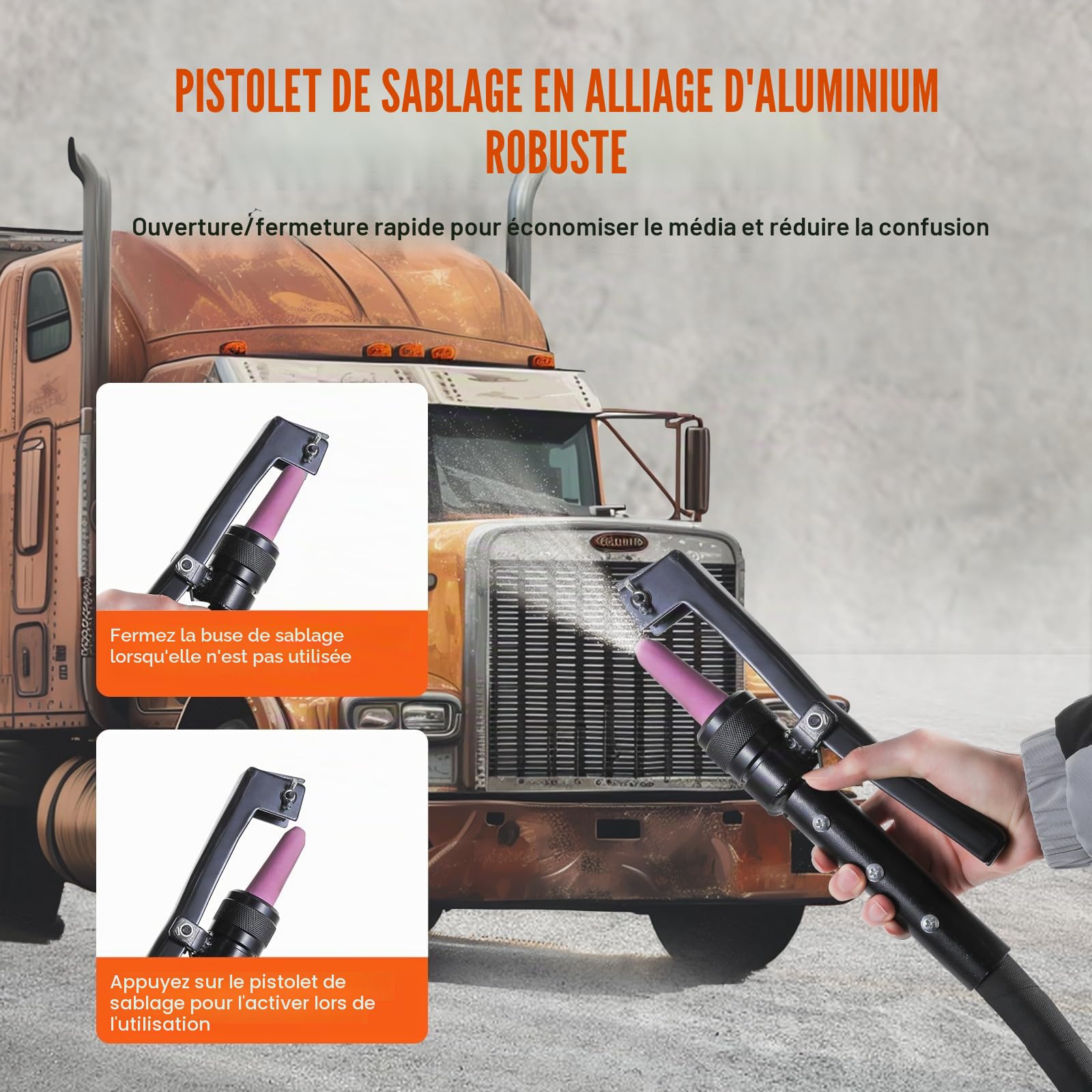 VEVOR Sableuse Haute Pression 37 L Kit de Sablage à Air 60-110 PSI Portable avec 2 Buses en Céramique