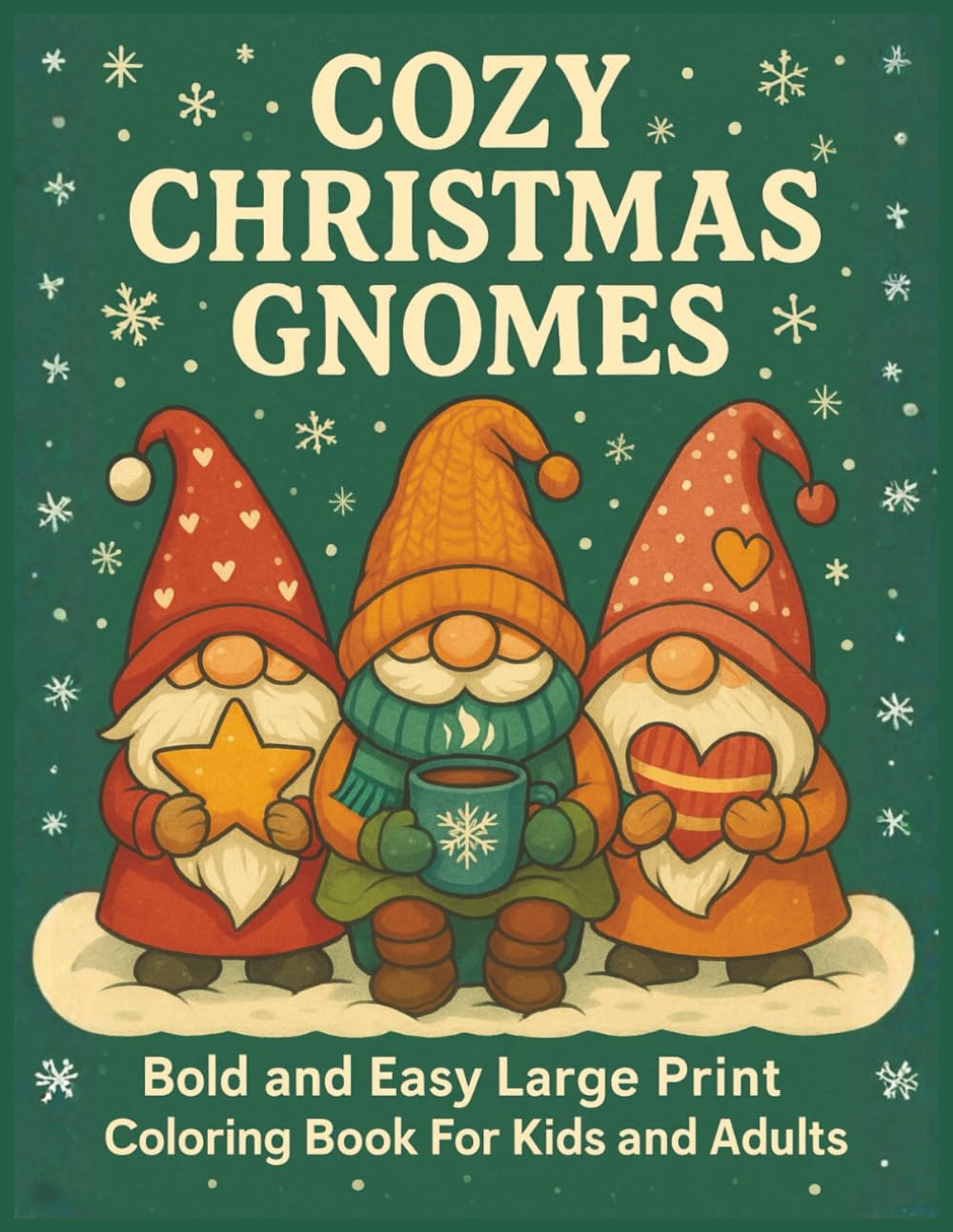 Cozy Christmas Gnomes: Bold and Easy Large Print Coloring Book For Kids and Adults, 55 Relaxing Coloring Pages with Adorable Gnomes For Kids, Adults, ... Gnomes Coloring Books For Kids and Adults)