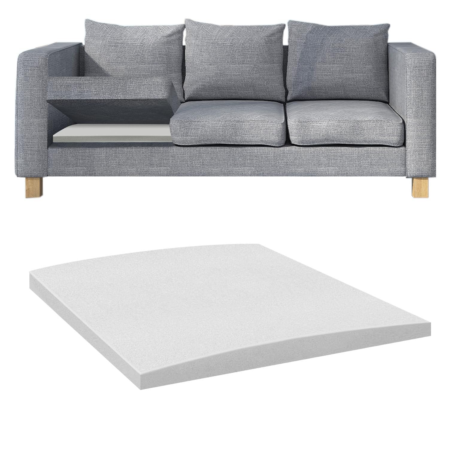 Flipped Warmth Sofa Support Boards, 1PCS 70x70cm Sofa Cushion Support, Couch Cushion Supports, Sofas Cushions Supports for Sagging Seat, High Density SofaFoam Cushions, White