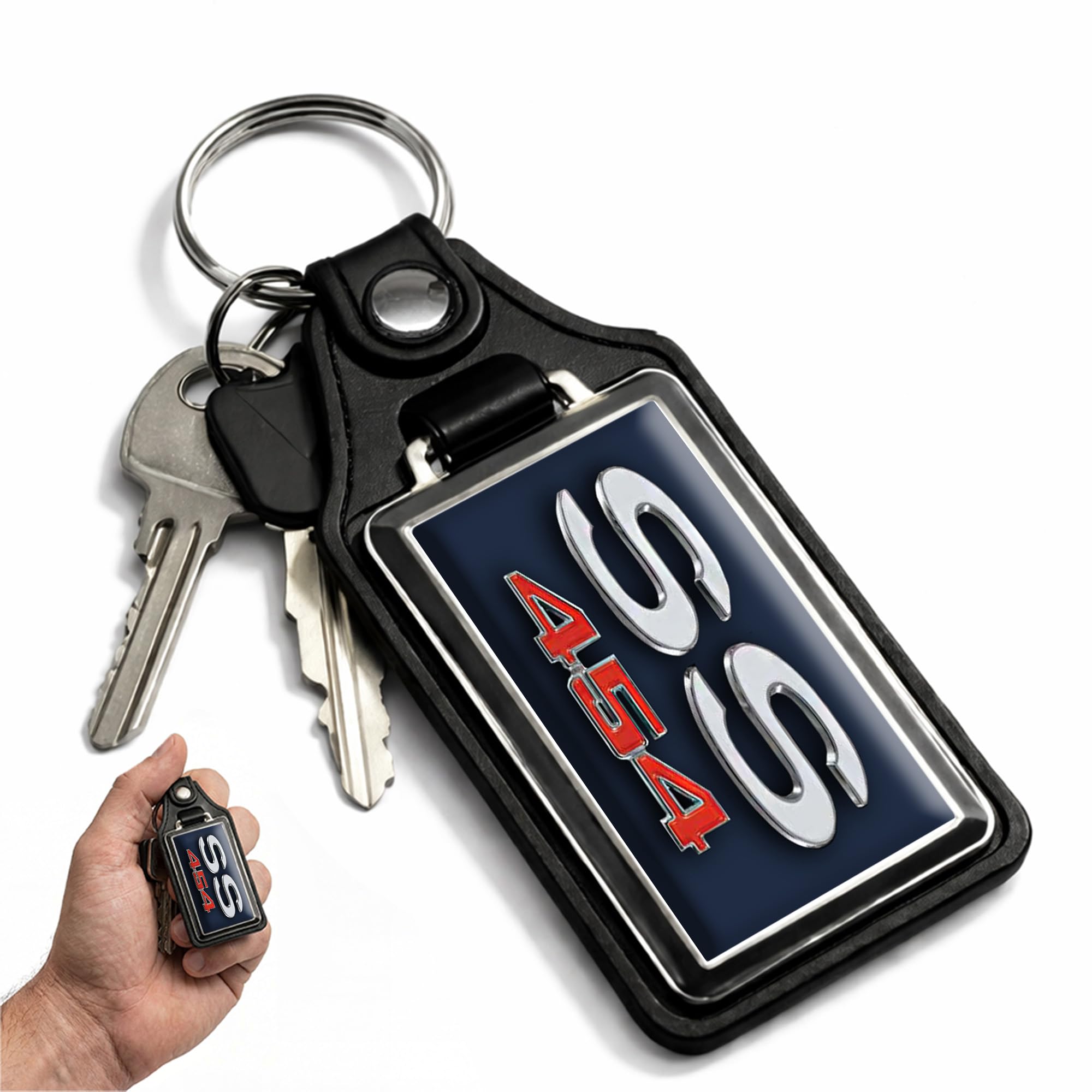 1970 Compatible with SS 454 Engine Fathom Blue Emblem Design Key Chain