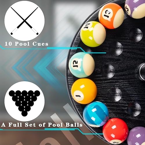 Miniatura 3 de Collapsar Soporte para palos de billar, soporte para tacos de billar con capacidad para 10 tacos y un juego completo de bolas, estante de madera