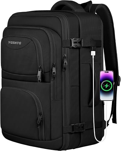Miniatura 8 de YGSNTG TSA - Mochila de viaje grande, mochila para laptop para mujer, mochila de transporte expandible de 45 L, resistente al agua, mochila para