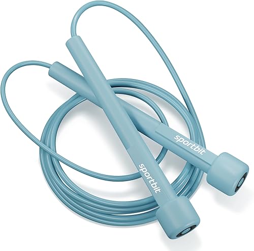 SPORTBIT Cuerda de saltar ajustable para saltar velocidad. Cuerda de saltar ligera para mujeres, hombres. Cuerda de saltar para fitness. Cuerda de