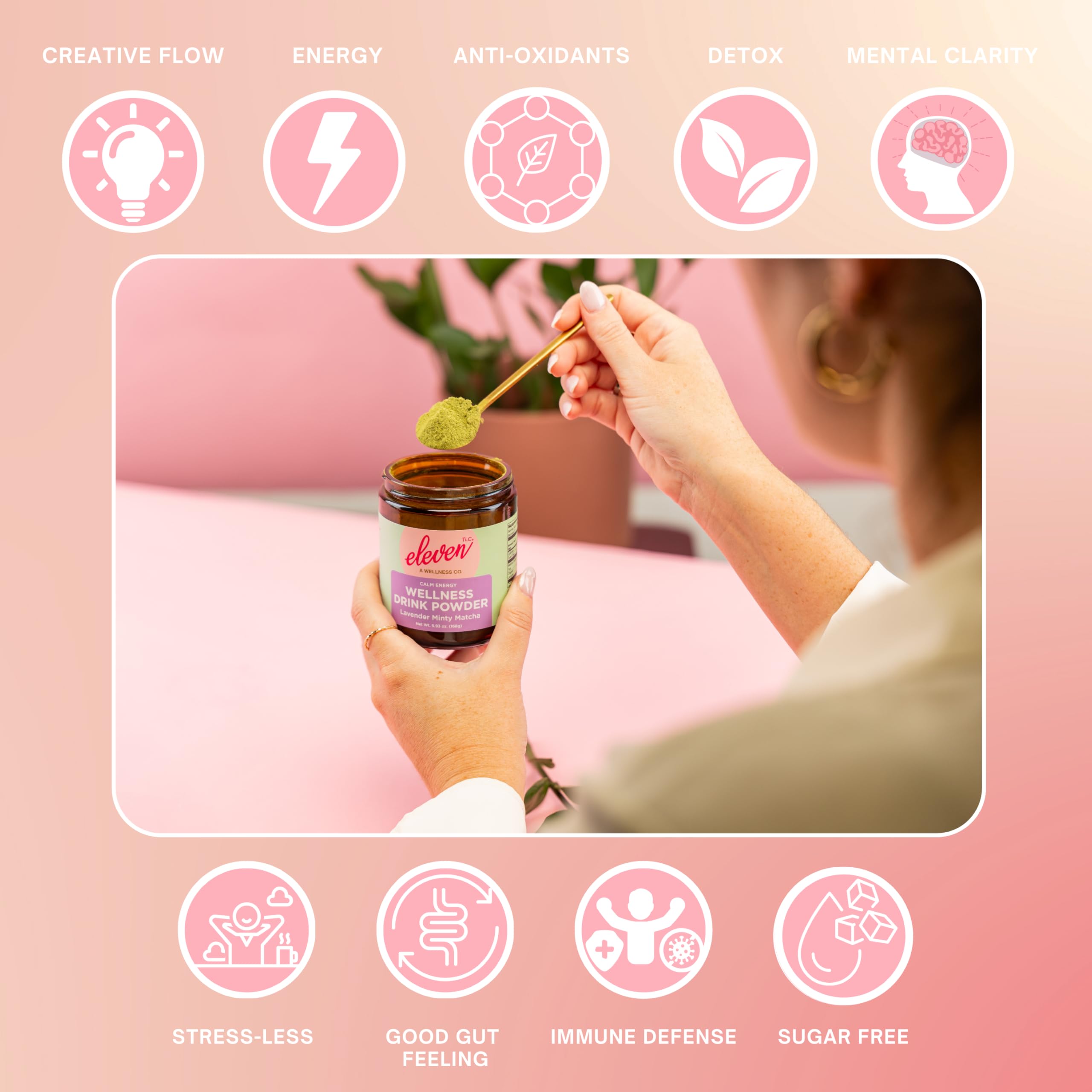 Eleven TLC Mint Lavender Matcha Powder Ceremonial Grade Japanese Green Tea Sugar-Free Wellness Latte Mix with Peppermint Lavender — view 11