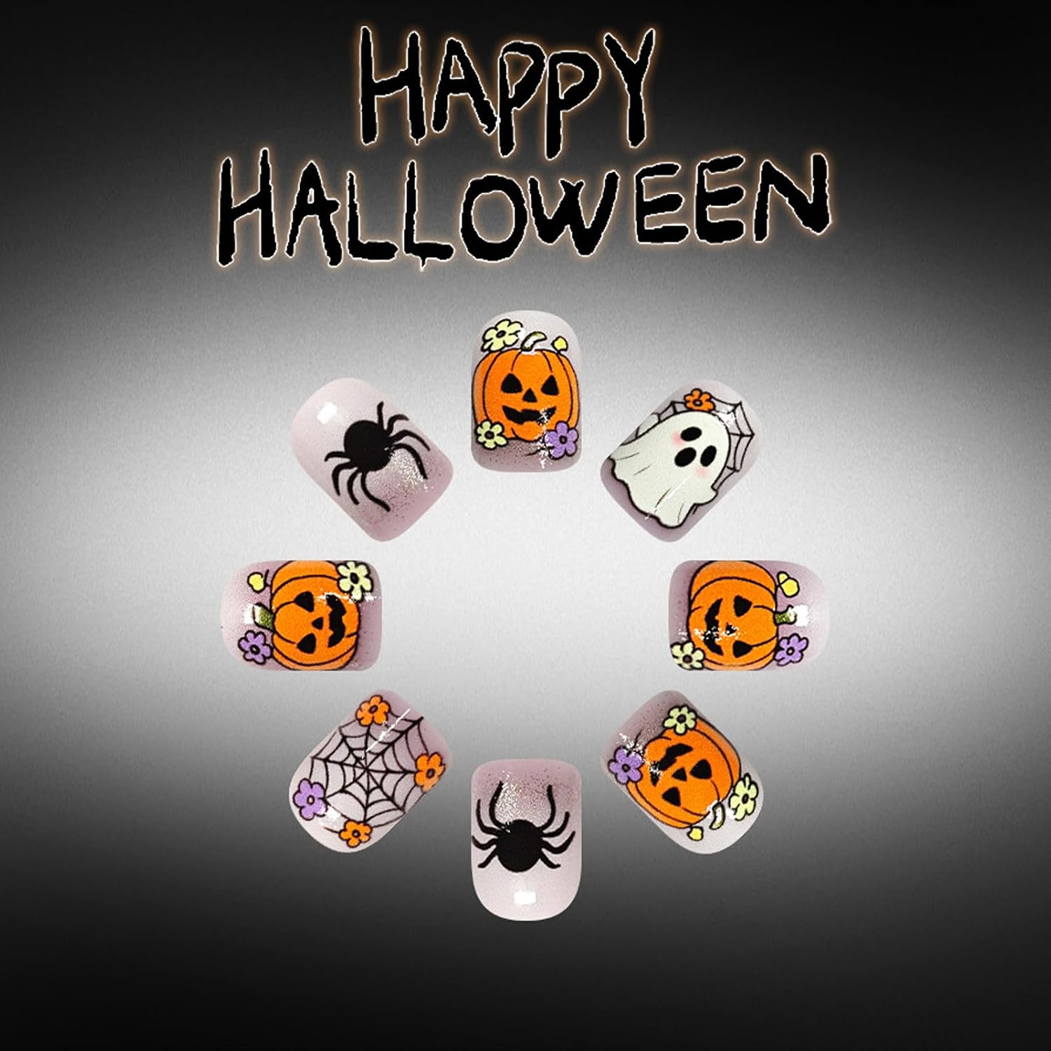 Halloween Wear-on Tips, Square Shape, 24 Pieces, ABS Tip Set