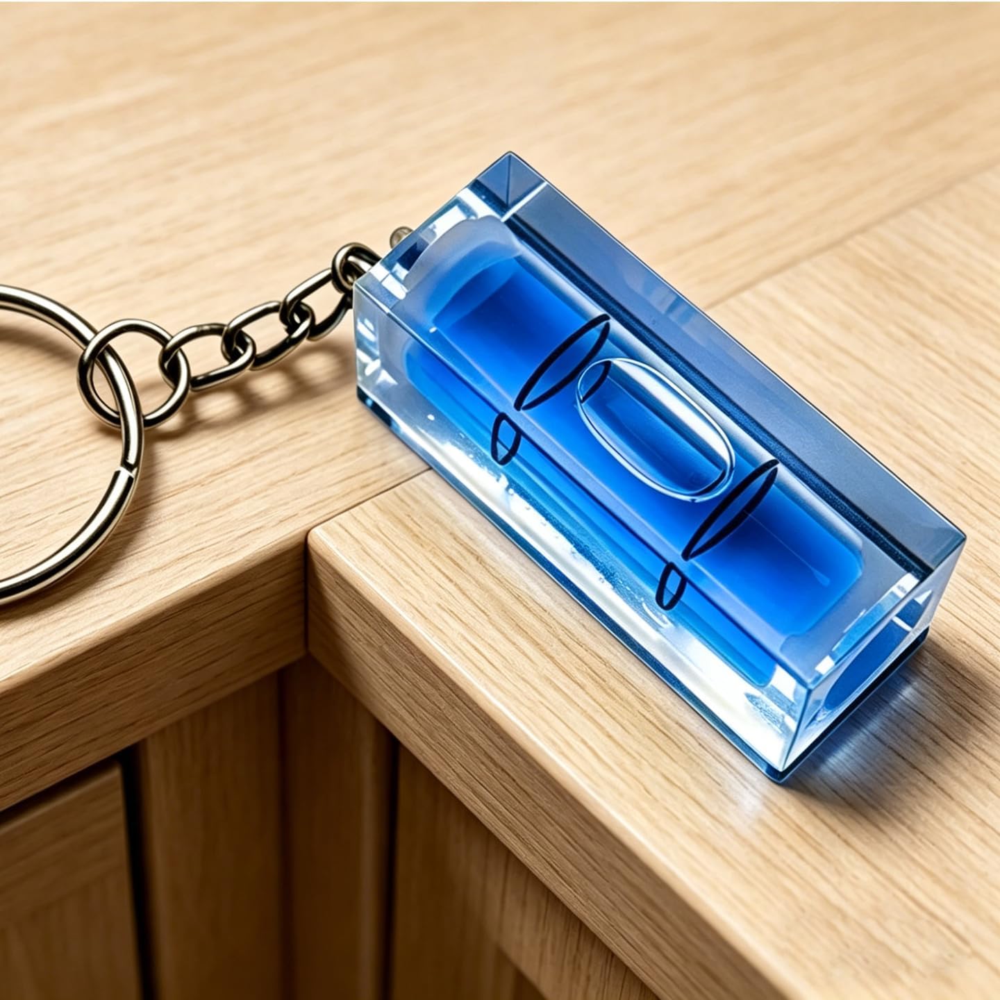 Mini Acrylic Keychain Block Level Vial - Replacement Level - Picture Hanging Pocket - Bubble magnetic- Pack of 4 (blue)