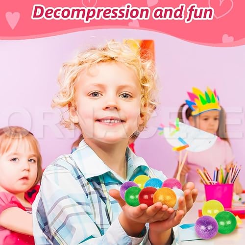 Miniatura 7 de ORNACELE Paquete de 32 tarjetas de felicitación para el día de San Valentín con bola antiestrés, tarjetas de intercambio de San Valentín para niñas