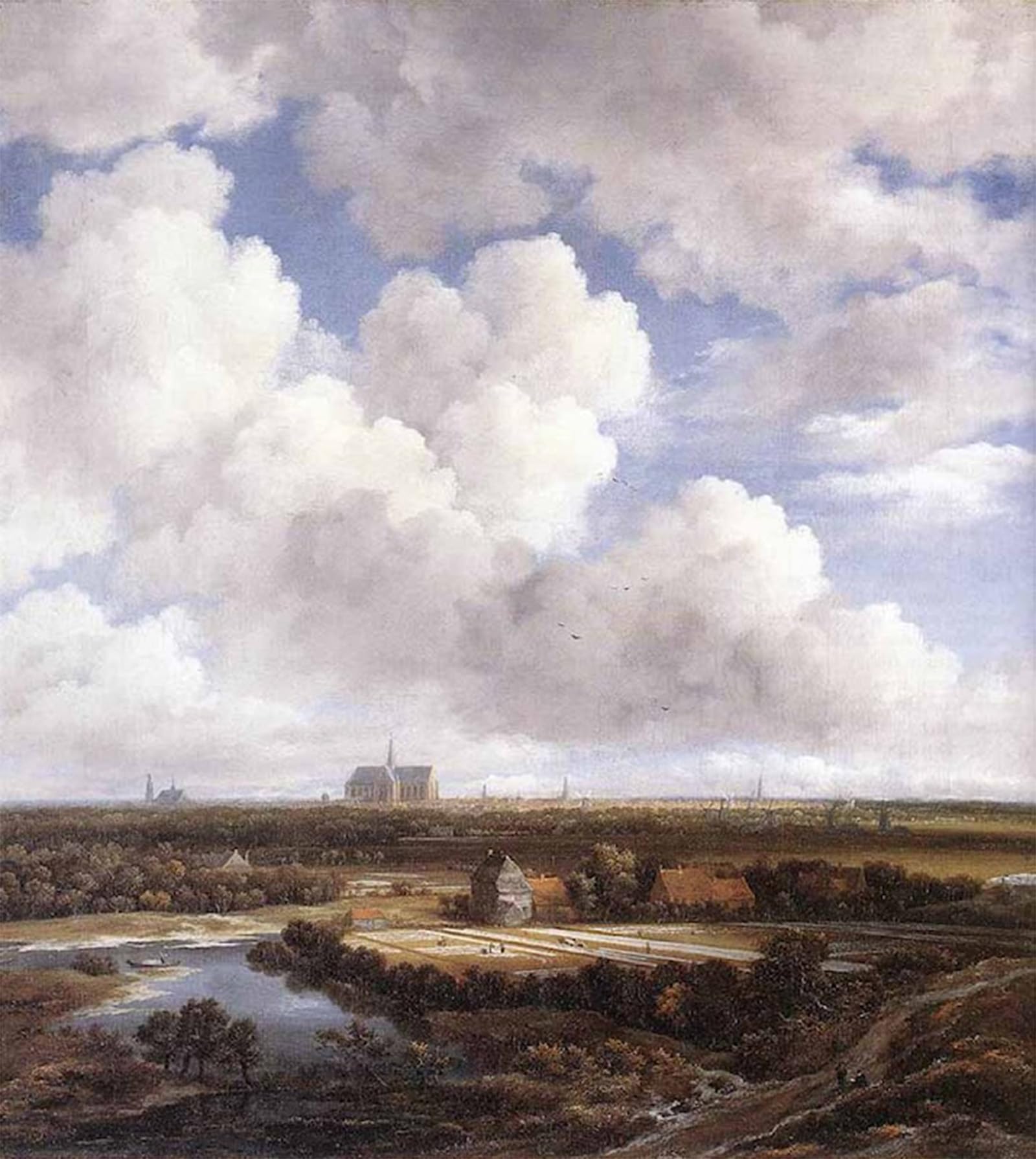 Artxlxxbn No Frame Famous Prints Artwork Pictures Poster Painting Art View Of Haarlem With Bleaching Grounds By Jacob Van Ruisdael Artwork Landscape Pictures For Home Decor 60X90cm