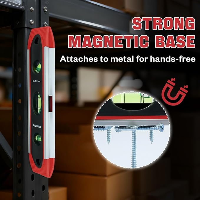 Nivel Torpedo Magnético MELOTOUGH 9 Pulgadas con 3 Burbujas miniatura 4