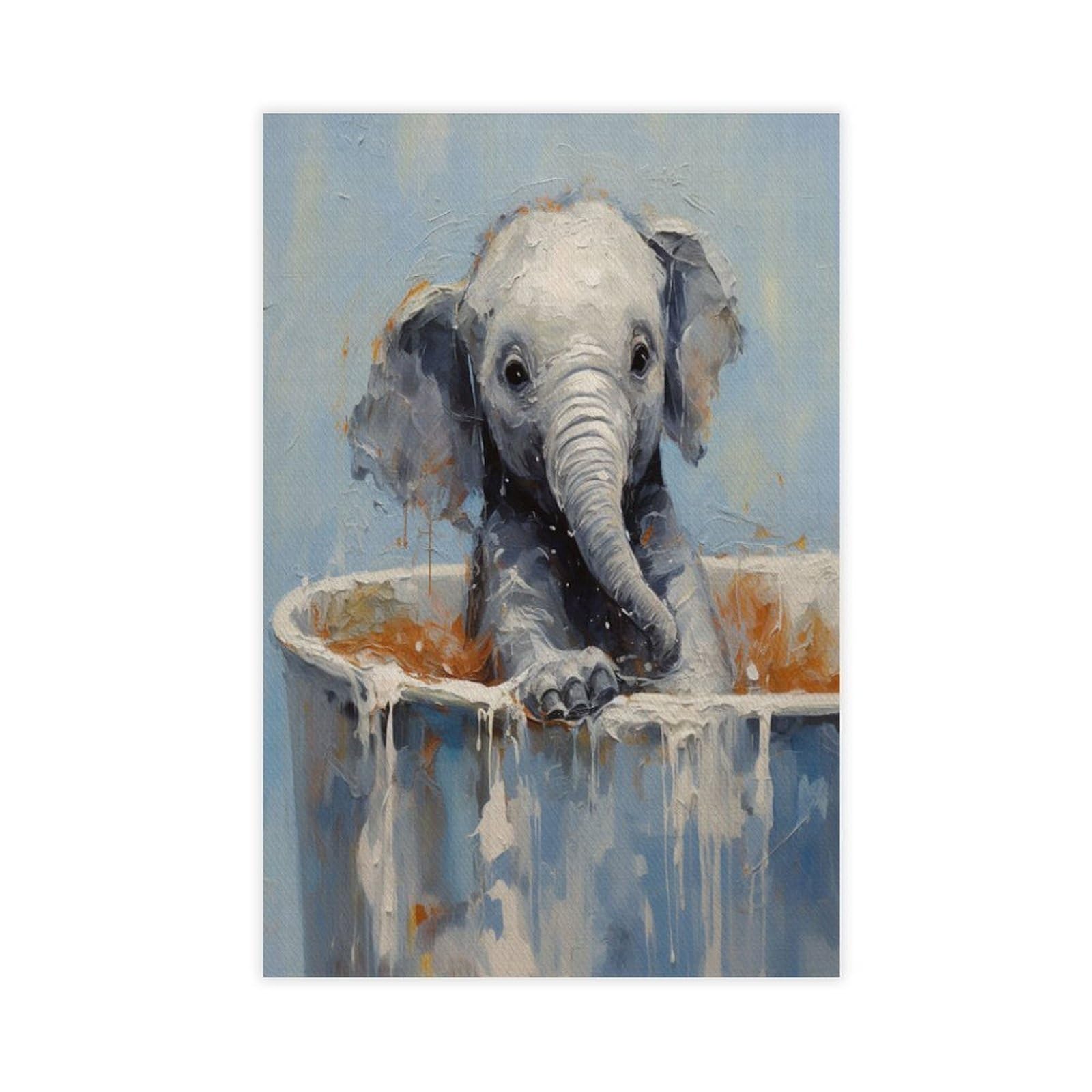 Bareronor Bathroom Elephant Poster Canvas Poster Bedroom Decor Landscape Office Room Decor Gift 24" L X 36" W
