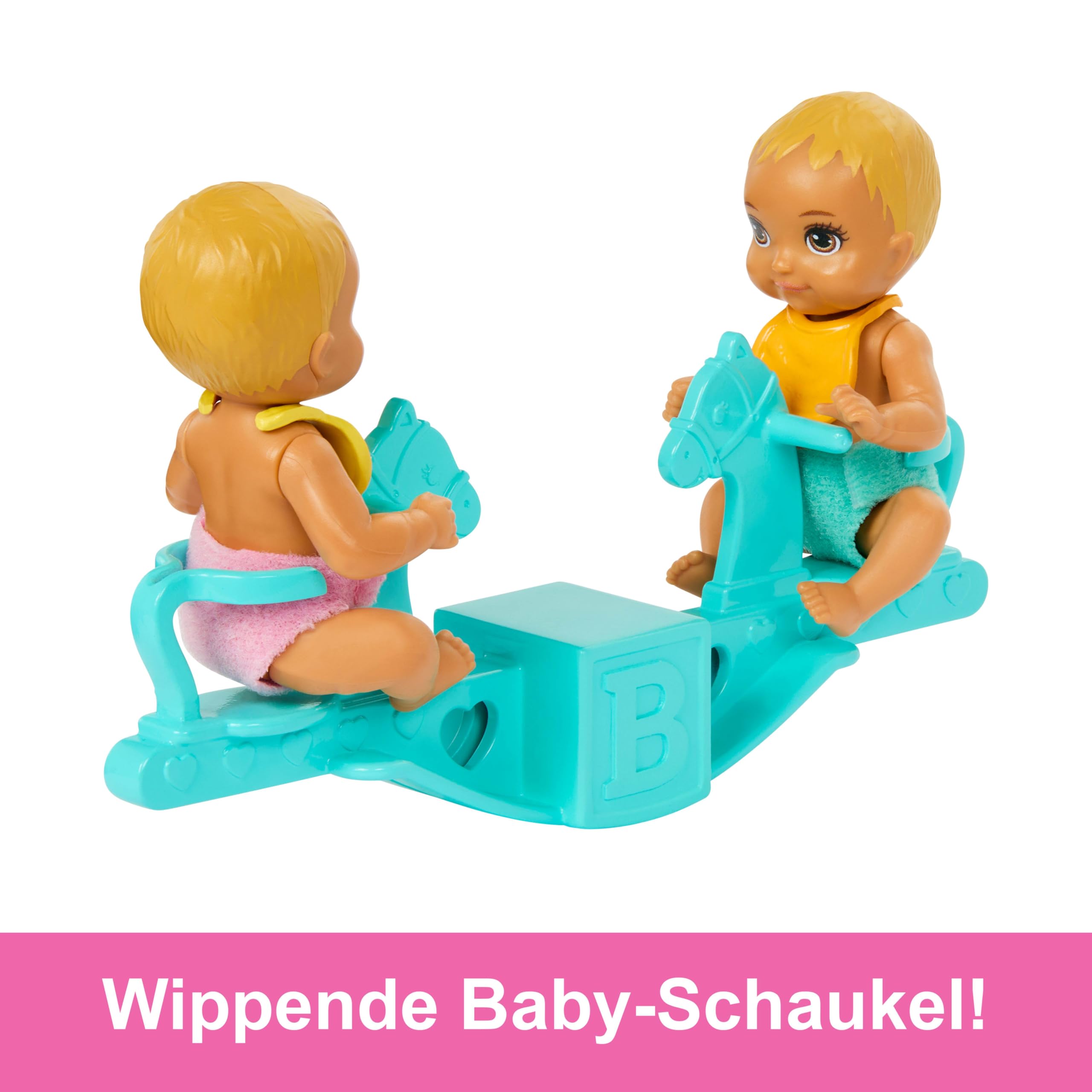 Barbie Skipper-Puppe und Kinderzimmer mit Zubehör, enthält Zwillingsbabypuppen, 1 Bettchen, 1 Schaukel, 1 Wippe und mehr, HXM99