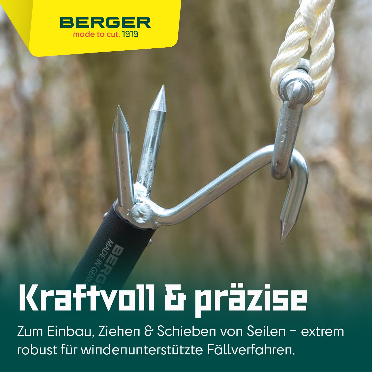 BERGER ArboRapid Schubhaken mit Anschlagkralle 5479 | Teleskopstangenaufsatz aus Metall | 19cm Haken zum Ziehen von Seilen & Holzentfernen | Gartenwerkzeug | Aufsatz für ArboRapid Teleskopstangen