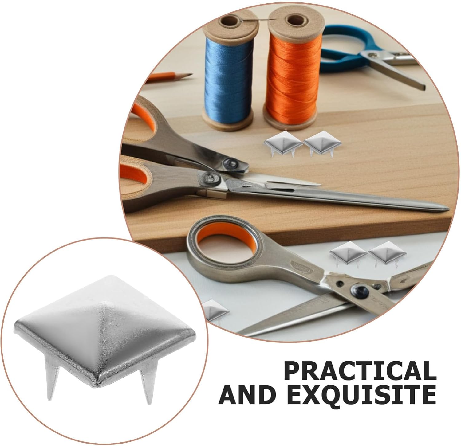 TOKIDNY 150pcs 10mm Square Pyramid Metal Nailhead Studs with 4 Prong for Clothing Shoes Bags and Jewelry, Multipurpose DIY Use with Firm Attachment, for Accessories and Shoe Decoration