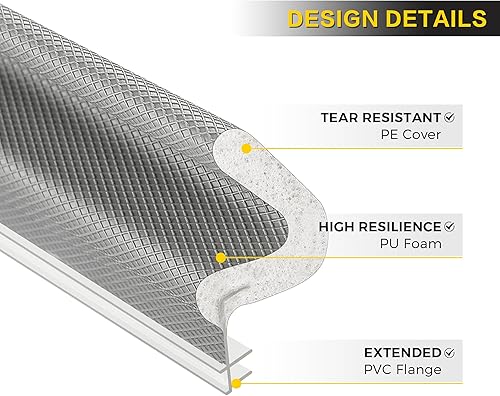 Miniatura 18 de Burlete de sellado de puerta – Espuma insonorizada en forma de Q para marco de puerta exterior, sello de espacio grande, cancelación de ruido, fácil