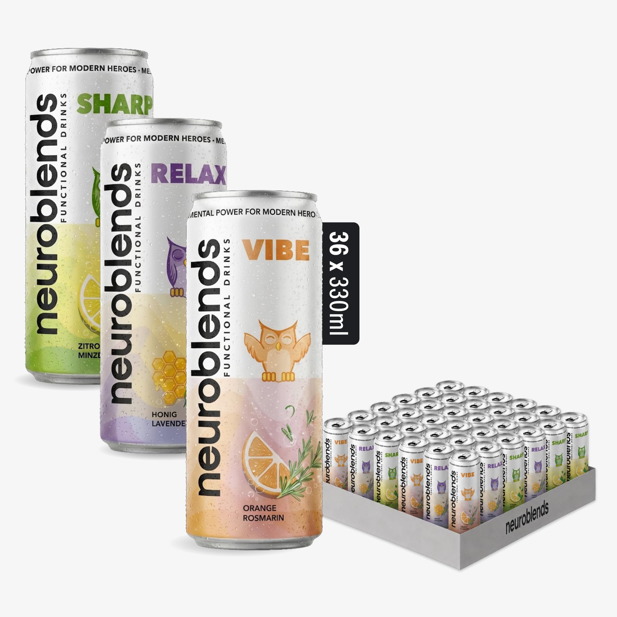 Neuroblends MIX | Energy Drink, Kaffee & Alkohol Ersatz | Zero | 36x330ml | Neuroblends MIX | Energy Drink, Kaffee & Alkohol Ersatz | Zero