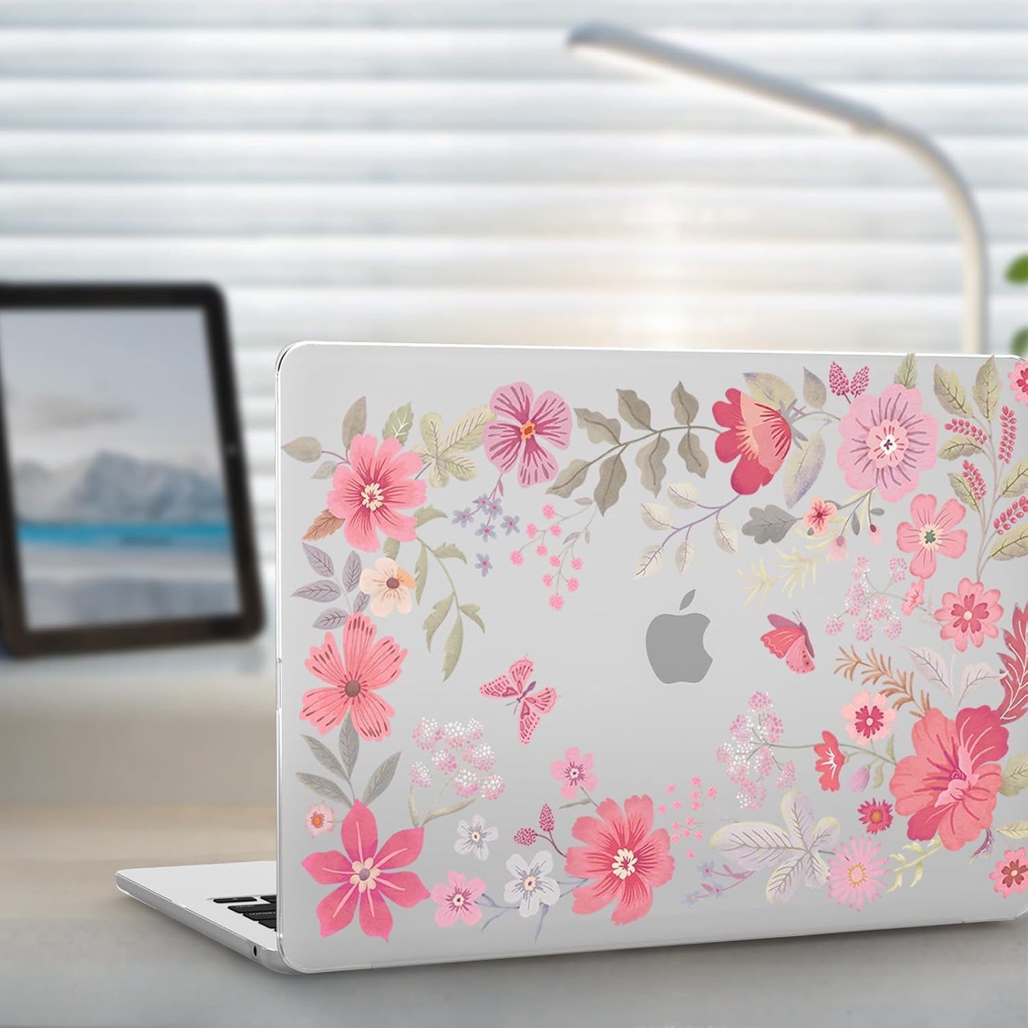 iCasso for MacBook Air 13 inch Case 2026 2025-2022 M4 M3 M2 Model A3240 A3113 A2681, [Ultra Thin Armor][100% Ultra Clear], Air 13.6'' Flower Crystal Clear Hard Shell Protective Cover, Pink