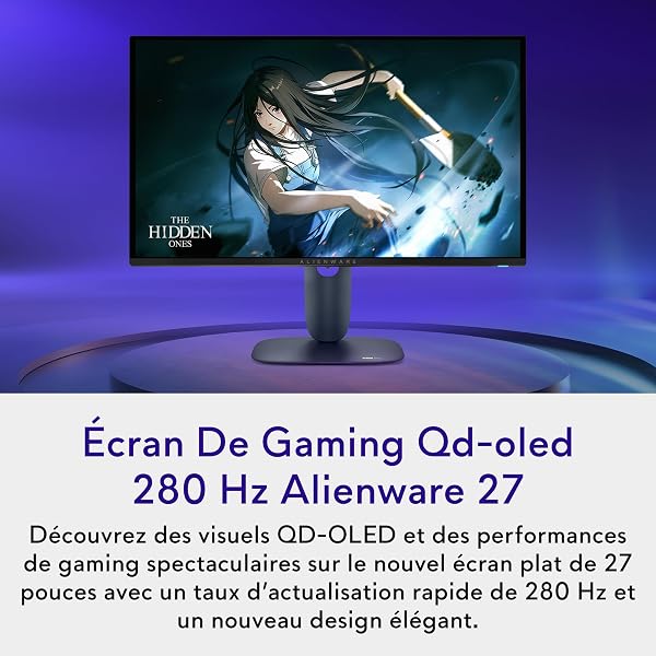 Alienware 27 Écran Gaming - AW2725D, QHD (2560x1440), 280Hz, QD-OLED, 0.03ms, Compatible NVIDIA G-Sync, AMD FreeSync Premium Pro, DisplayHDR True Black 400, USB-C, HDMI, DisplayPort, Garantie 3 Ans - 2