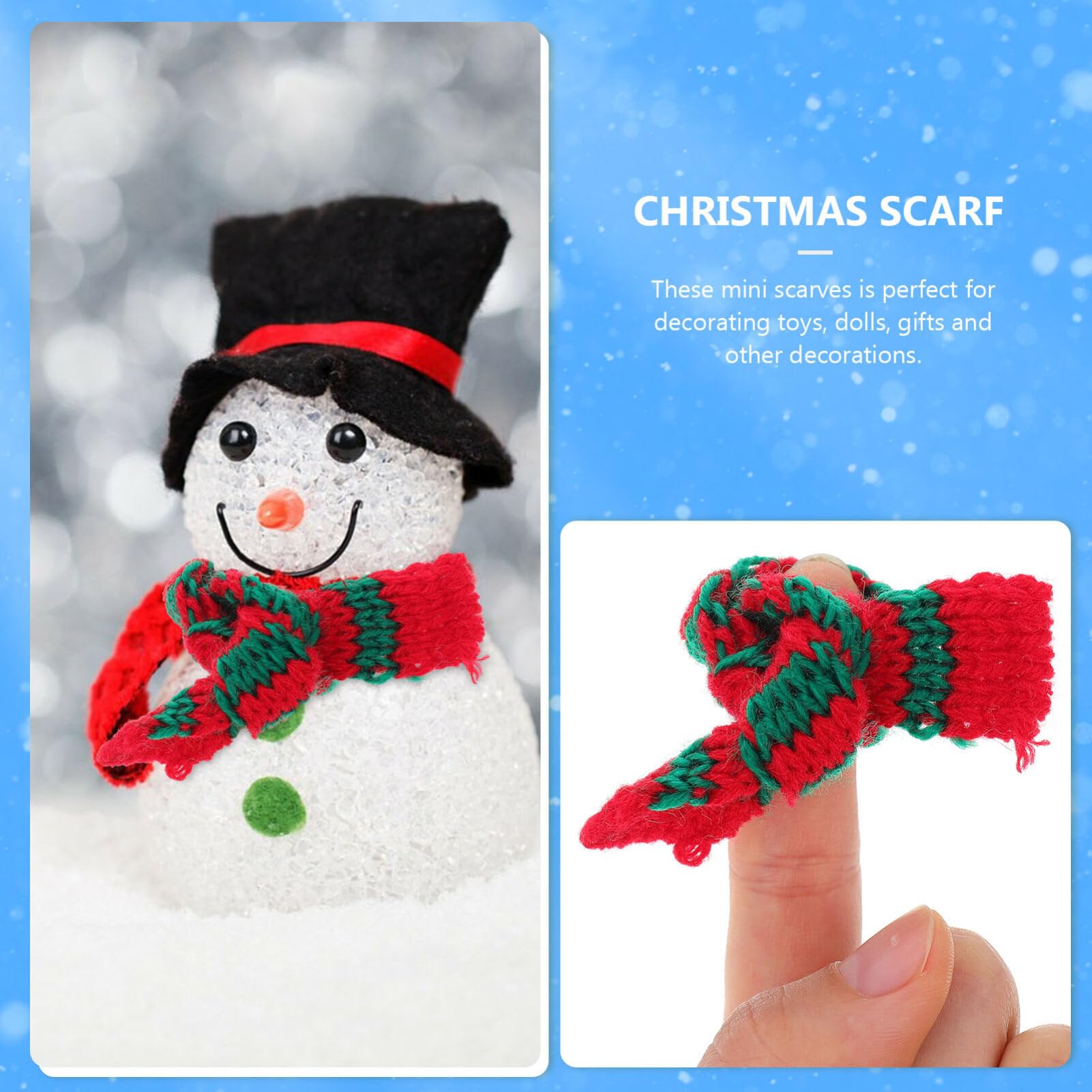 VICASKY Mini-Strickschal Set, 60 Stück – Weiß, Rot, Grün, Für Schneemann, Puppen & Weihnachtsdeko