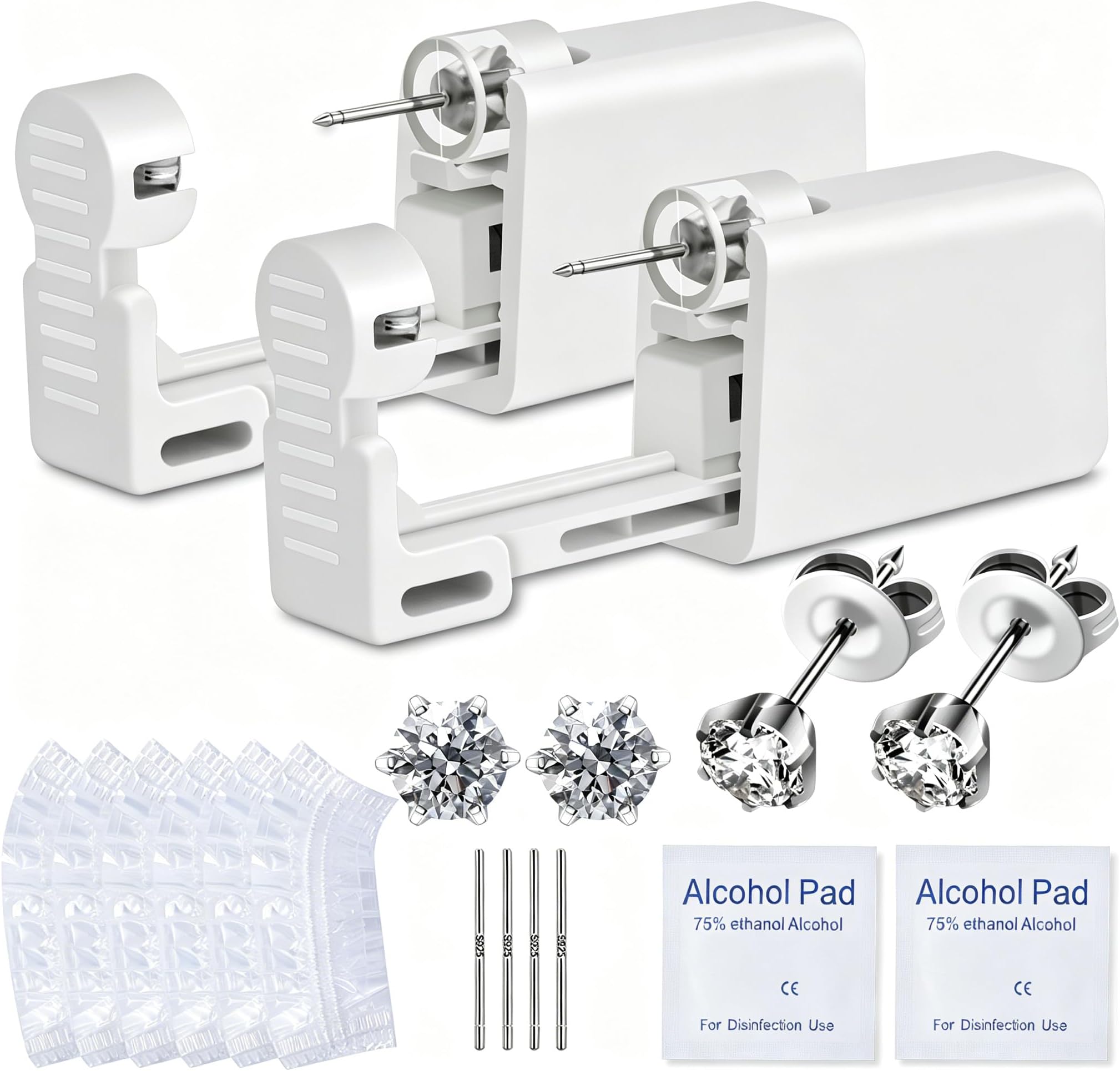 Anzero Ear Piercing Kit Disposable Ear Cartilage Piercing Gun Kit with Sterile CZ Studs, Painless Piercing Gun for Home Self-Use, Easy & Safe Piercing for Women, Men & Girls - 5MM