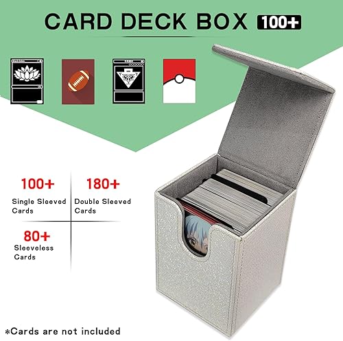 Miniatura 4 de Dmoicols Paquete de 4 cajas de cartas con capacidad para más de 400 tarjetas de una sola funda, caja de almacenamiento de tarjetas láser vertical,